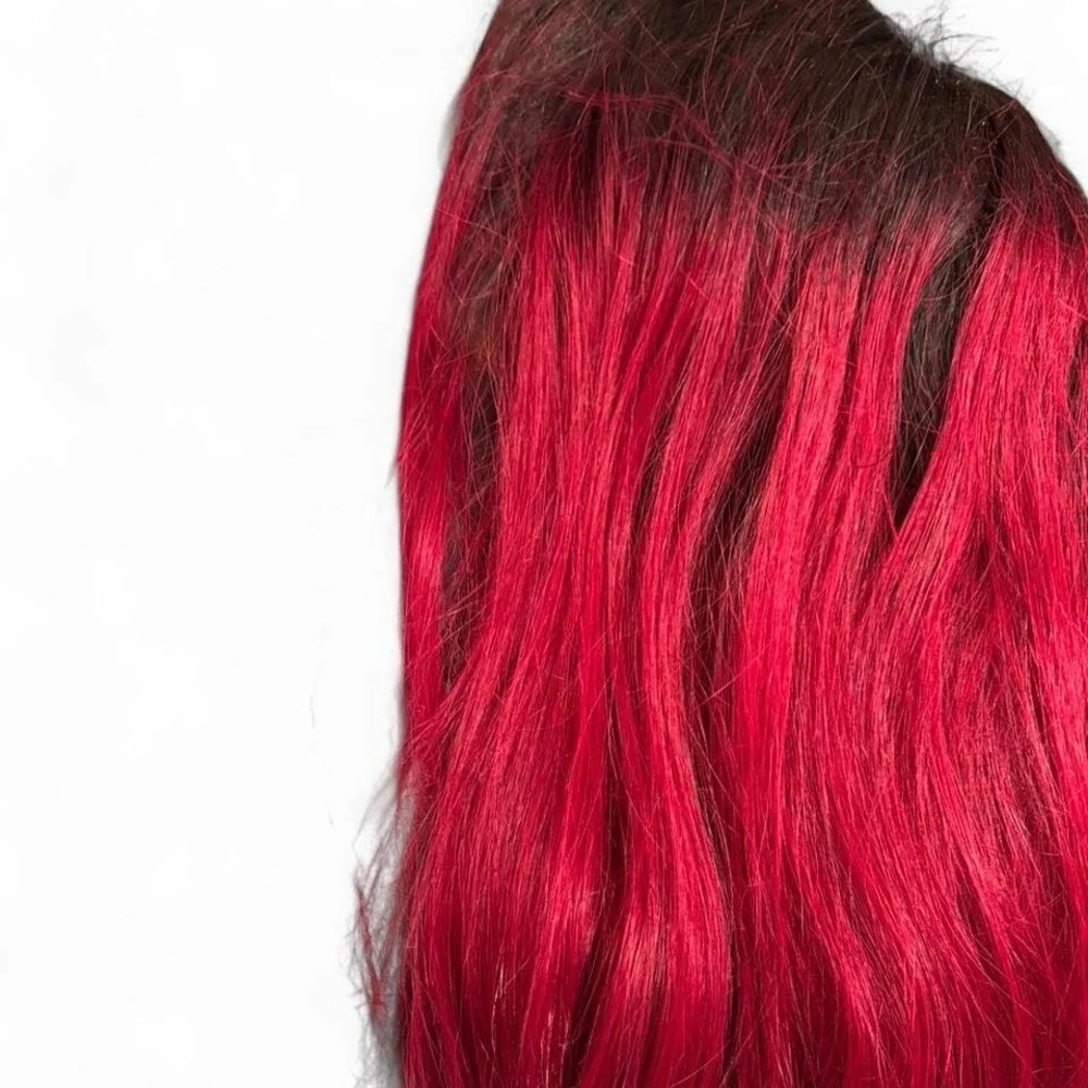 30 inch custom colored Red ombre wig. Washed before shipment. 13x6 precut wig
